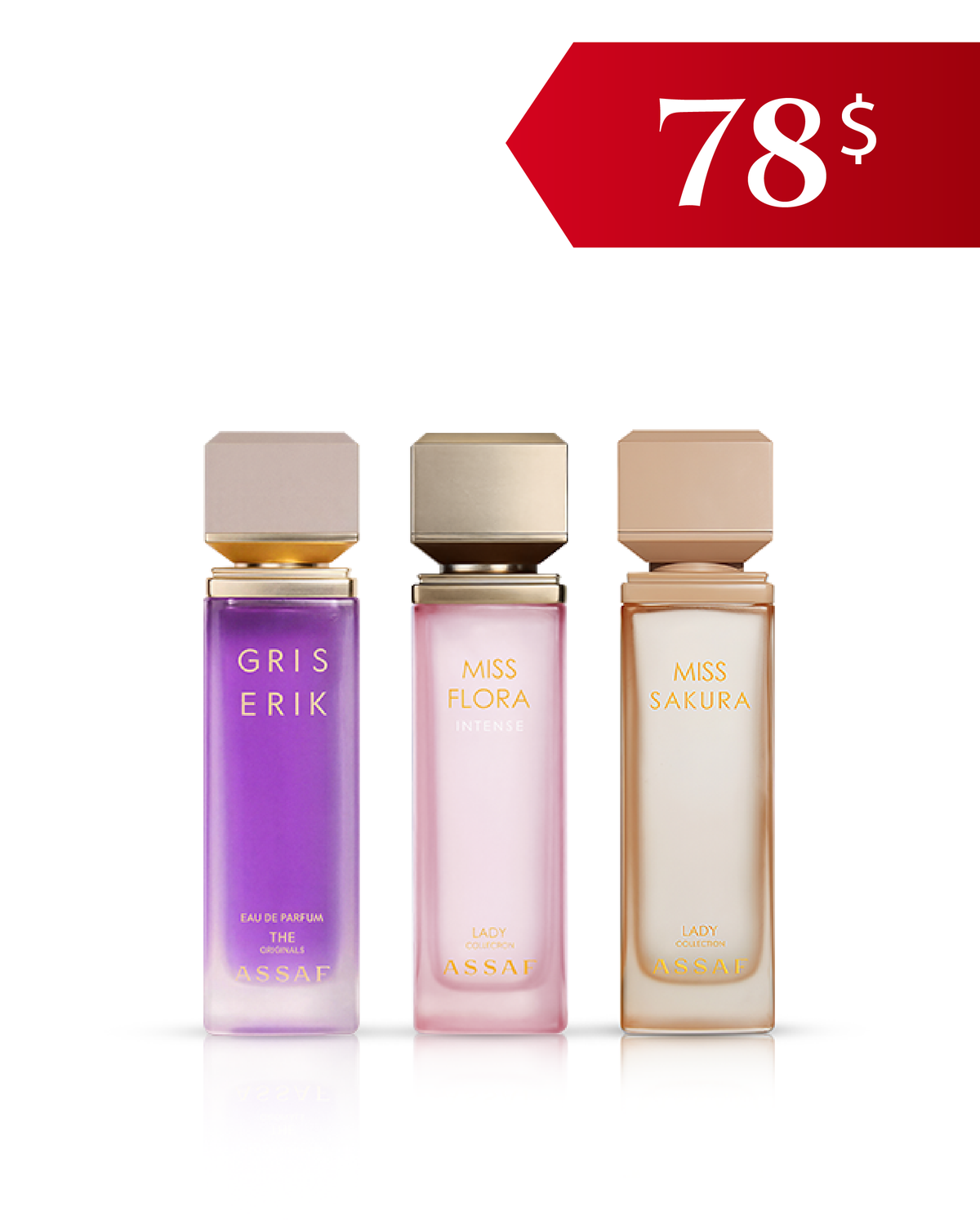 Assaf Feminine Fragrance Bundle – Gris Erik, Miss Flora Intense & Miss Sakura
